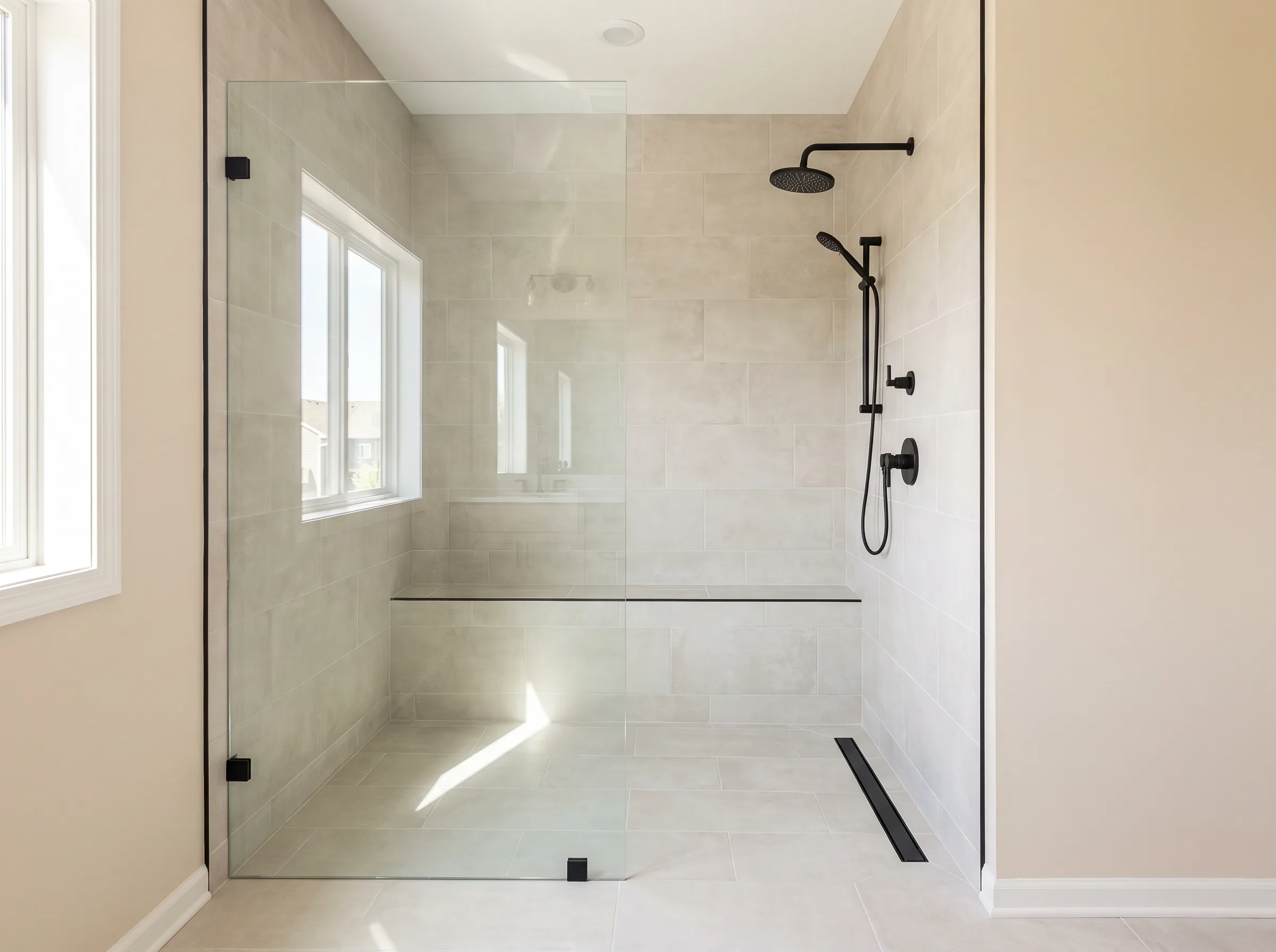walk in shower in a Lino Lakes home